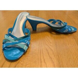 Covington Y2K Kitten Heeks Sandal Turquoise Blue & Green "Candy" Size 10M
